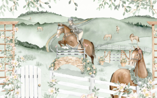 tapeta dla dziewczynki, tapeta w konie, zwierzęta, stadnina, wyścigi, rośliny