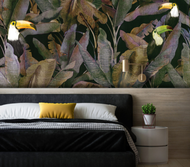 fototapeta do salonu, tropikalny wzór, liście bananowca, natura