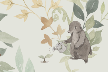 fototapeta zwierzęta leśne, tapeta do pokoju dziecka, rośliny, las, zwierzęta, motyle